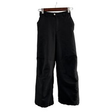 Faded Glory Black Insulated Snow Pants Elastic Waist Reinforced Knee L 10-12 