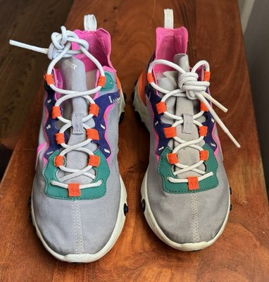 Nike React Element 55 Women's Multicolor Lightweight Textile Sneakers Gray Pink