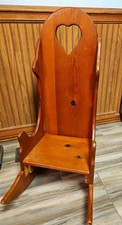 Handmade childs wooden rocking chair/33" tall X 12" wide/heart cutout
