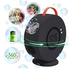 Bubble Machine for Kids and Toddlers, 360 Bubble Blower for Outdoor Play Black
