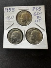 1955 PDS Silver Roosevelt Dime Trio Set - GEM BU Uncirculated - Key Dates
