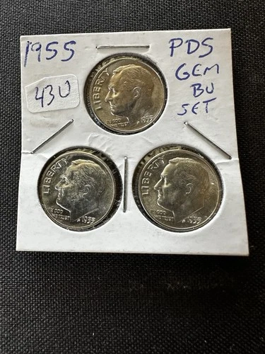 1955 PDS Silver Roosevelt Dime Trio Set - GEM BU Uncirculated - Key Dates
