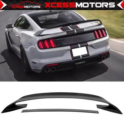 Fits 15-23 Ford Mustang GT350 GT350R Style Trunk Spoiler Wing Gloss Black ABS