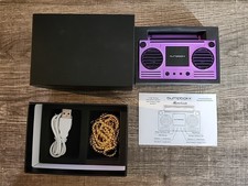 BUMPBOXX Purple W/ Black Bluetooth Wireless Speaker Microboom W/Charger  Chain