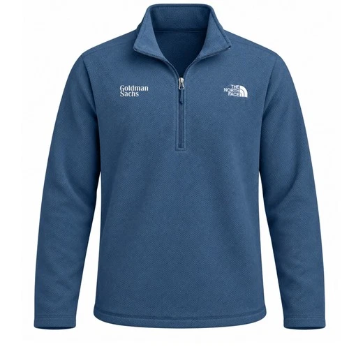 RARE NWT 100% Goldman Sachs TNF Deluxe Banker Half Zip Office Pullover Blue L video thumbnail