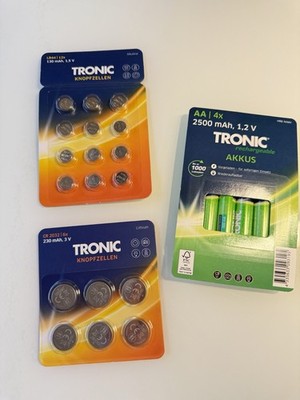 4x Akkus +18 x Knopfzellen von Tronic NEU 3