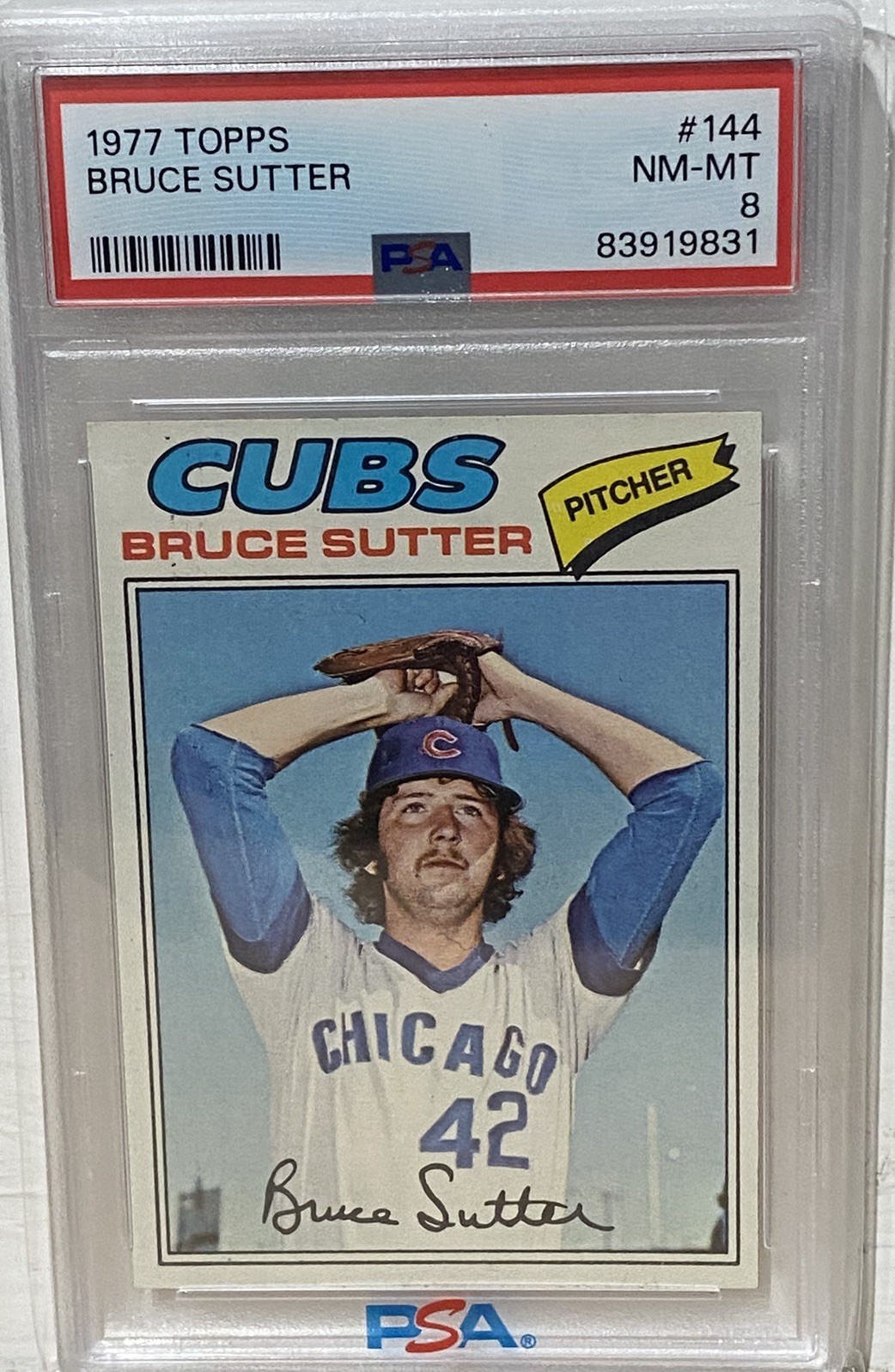 1977 Topps #144 Bruce Sutter PSA 8 Chicago Cubs