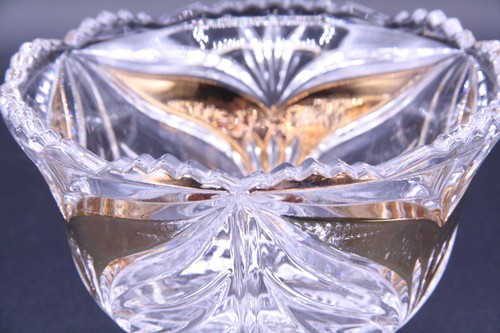 Lead Crystal Gold Ribbon Candy Dish Vintage Anna Hutte Bleikristall - Picture 7 of 10