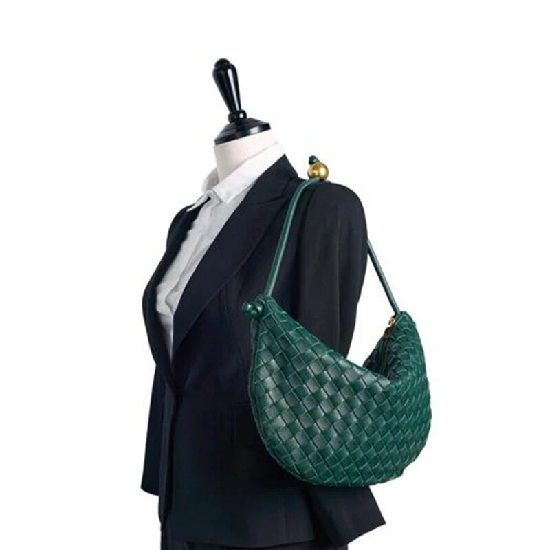 Borsa a secchiello donna media Bottega Veneta in pelle verde con giro
