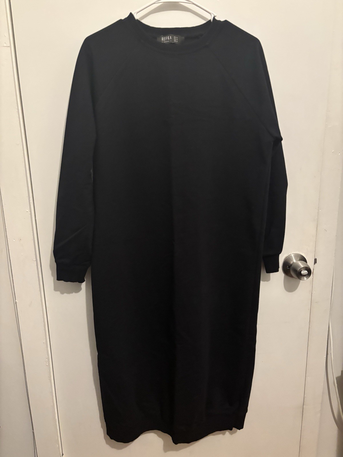 Zara Women's Black Maxi Dress With Pockets Size S Cotton Blend Long Sleeves EUC