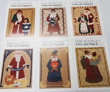 6 Homespun Collectibles Cross Stitch Patterns/Charts 6 Different Santas B