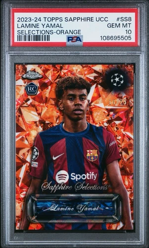 2023-24 Topps Chrome Sapphire UCC Lamine Yamal Sapphire Selections /25 RC PSA 10