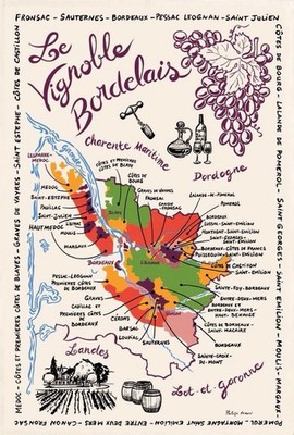 Torchons & Bouchons Vignoble Bordelais French Tea Towel T & B NWT