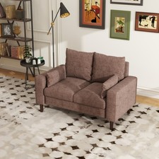 Modern Linen Sofa 2 3 Seater Couch Settee, Brown Fabric Sofa for Living Room