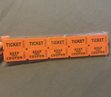 200 Double Stub Raffle Tickets 50/50 Carnival Keep This Coupon Orange 400 Sheets