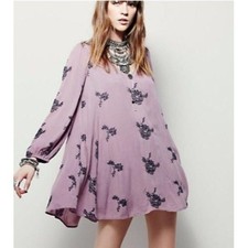 NWOT Free People Emma Austin Floral Embroidered Dress | Purple | Size Medium
