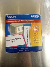 Brother Genuine, DK-2205 Continuous Paper Label Roll, Cut-to-Length Label, 2.4”