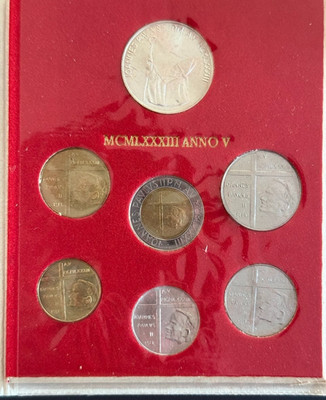 Vatican City Coin Set 1983 - ANNO V. Pre-Euro, Lira. Pope John Paul 2