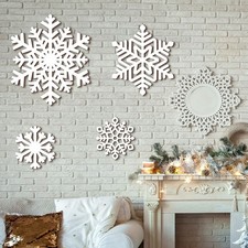Cenkaiyang 4 Pcs Wooden Snowflake Wall Decor - 3 Sizes Large Wooden Snowflake...