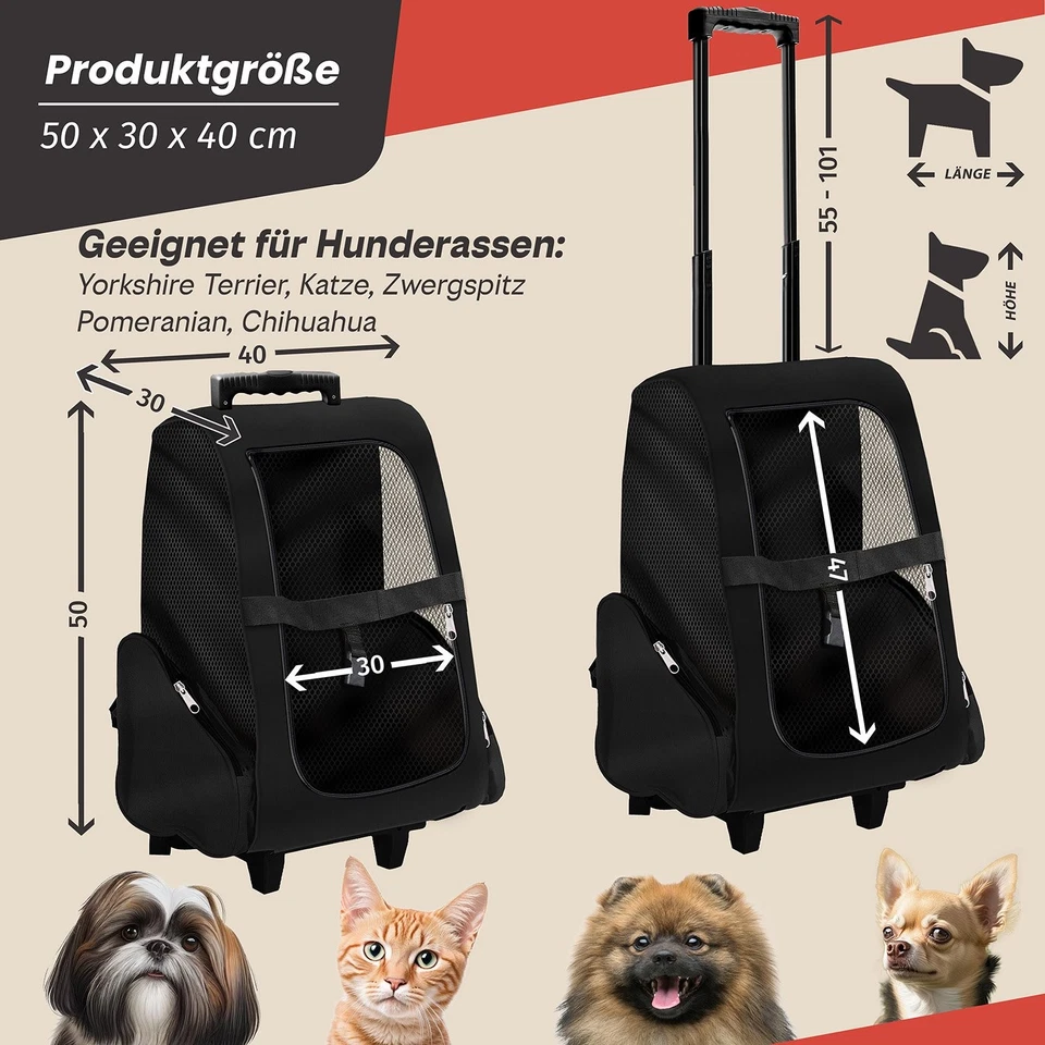 Hundetrolley Trolley für Hunde & Rucksack Transportbox Transporttasche Hundebox - Bild 2 von 4
