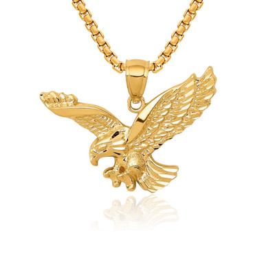 14K Solid Yellow Gold Eagle Necklace