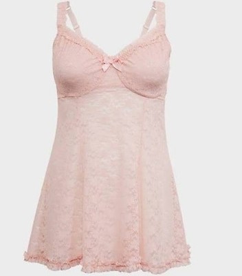 TORRID Womens Light Pink Lace Underwire Babydoll Size 2 NWT MSRP $54.50