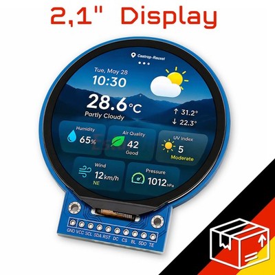 Rundes Display 2,1'' GROß TFT LCD GC9B72 ESP32 Arduino Raspberry Pi Rund NEU
