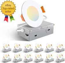 12 Pack 3 Inch 5CCT Ultra Thin LED Recessed Ceiling Light with Junction Box 2700