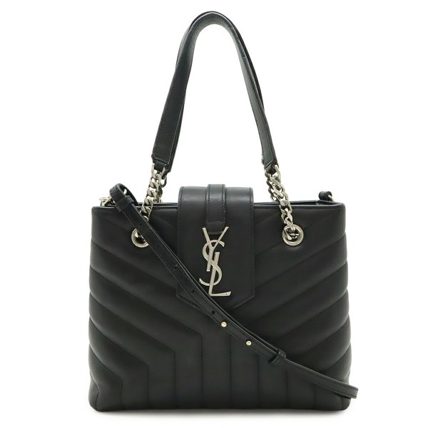 Saint Laurent Paris Loulou YSL Quilted Leather 2Way Chain Shoulder Bag Black