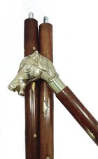 Vintage Brass Horse Head Solid Handle Victorian Style Walking Stick Wooden Cane
