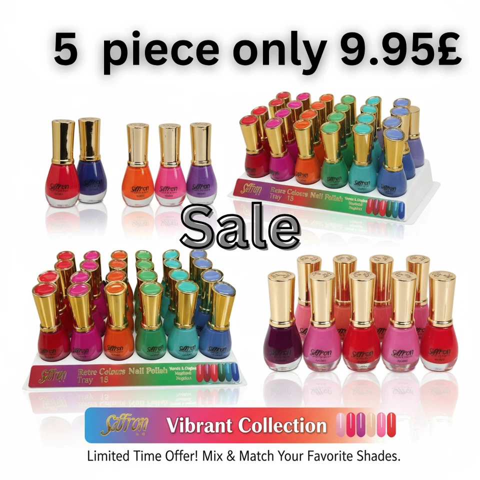 Pack of 5 Only for 9.95£ Final Sale Saffron London Nail Polish "