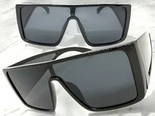 Futuristic Modern Retro Wrap Blinder Shield Rave DJ SUNGLASSES Sleek Black Frame
