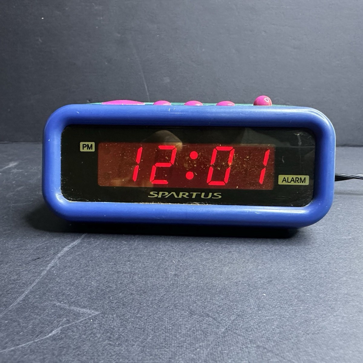 Vintage Spartacus Travel Alarm Clock Model 1278 Retro Teal Pink