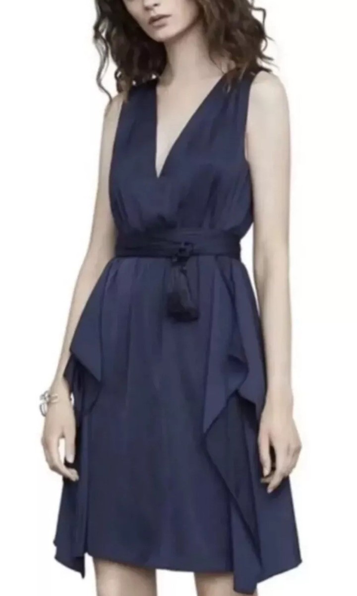 NEW NWT BCBG MAXAZRIA Size 10 Cahya Navy Blue Ruffle Belted NEW NWT BCBG MAXAZRIA Size 10 Cahya Navy Blue Ruffle Belted