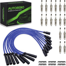 Set of 8PCS Ignition Spark Plug Wires 671-8173 & 16 Iridium Spark Plugs Compatib