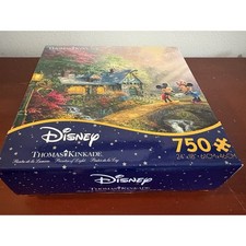 Thomas Kinkade Puzzle Mickey  Minnie Sweetheart Bridge 750 Puzzle NEW DISNEY