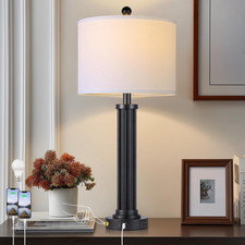 Modern 28" Touch Table Lamps with USB Ports  AC Outlet for Bedroom  Living Roo