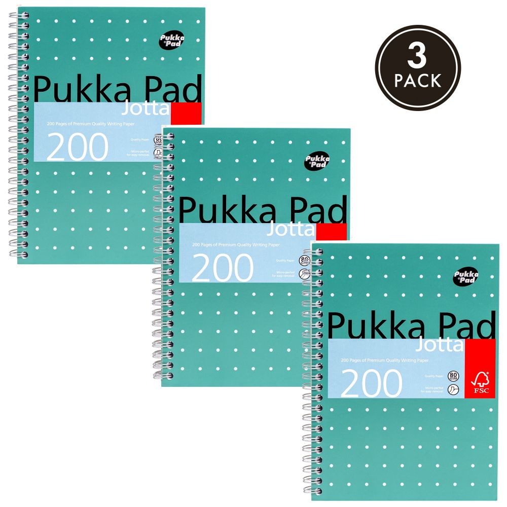 Pukka A5 Metallic Jotta Notepad FSC Mix Pack of 3