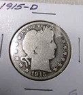 1915 DSILVER O Barber Half Dollar VERY NICE