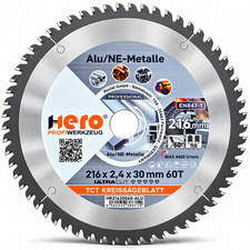 Kreiss&auml;geblatt 216 x 30 mm 60Z ALU HM S&auml;geblatt NE-Metall TCG HERO PROFESSIONAL