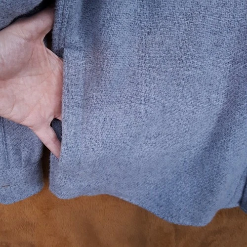 BLOOMINGDALES Jacket Mens XL Blue Gray Button Up Overshirt 100% Wool $248 image 4