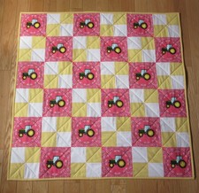 Pink JOHN DEERE Quilt Toddler / Baby - Baby Blanket Large 39 x 39
