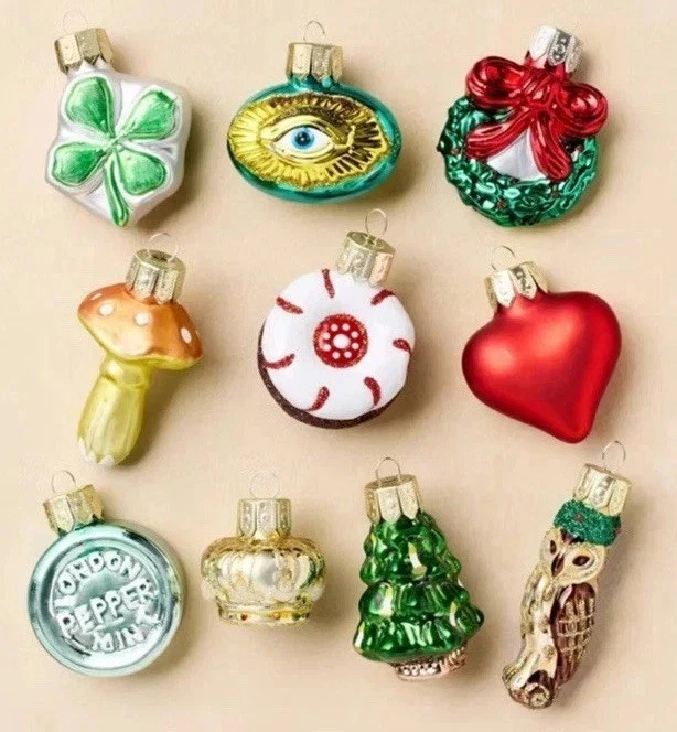 Nuevo en caja John Derian para Target Navidad Vacaciones Mini Juego de 10 adornos de vidrio NUEVO Foto 4 de 4