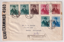 1941 Bucurest, Romania to Manila, Philippines Registered, Censored (C6527)