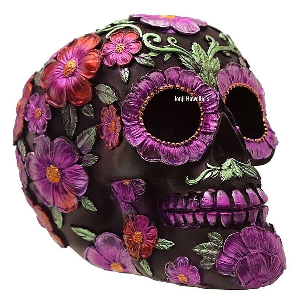 Day Of The Dead Sugar Skull Gothic Ornament Daisy Flower Pagan Wiccan Home Decor