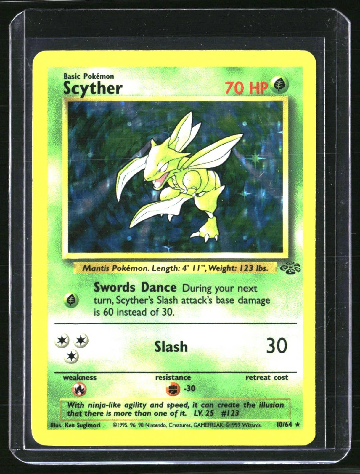 1999 Pokémon Jungle Unlimited Scyther Rare Holo 10/64