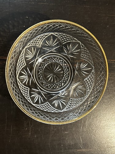 Cut Glass Bowl with Gold Rim - 5 1/2” Diameter - Picture 4 of 9