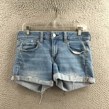 American Eagle Outfitters Super Super Stretch Cut Off Shorts Womens 6 Blue Denim