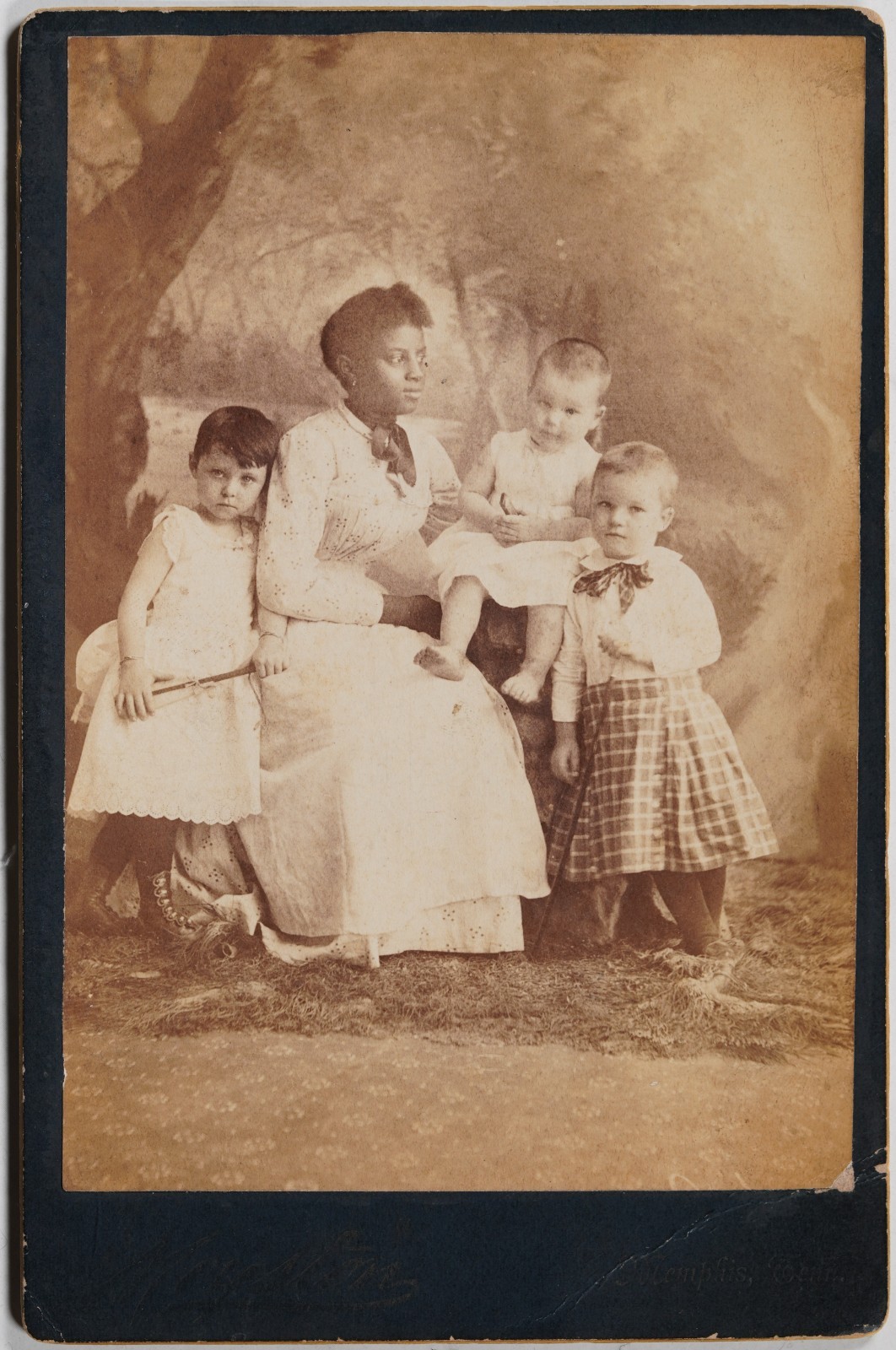 CABINET CARD AFRICAN AMERICAN BLACK NANNY WITH WHITE CHILDREN MEMPHIS TENN 1880s