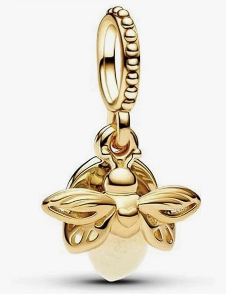 Pandora Gold Firefly Dangle Charm Glow-in-the-Dark Lightning Bug Bracelet Charm - Image 2 of 2